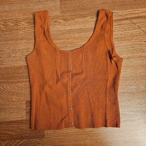 NEW Crop top tank top sleeveless with buttons - burnt orange color size L